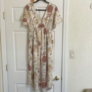 Wishlist Cream Ruched Tie Front Sundress